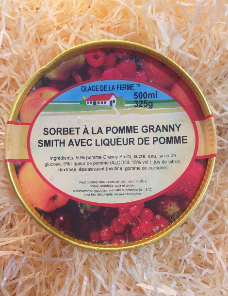 Sorbet à la pomme granny smith avec liqueur de pomme de la Ferme Bidard 500ml